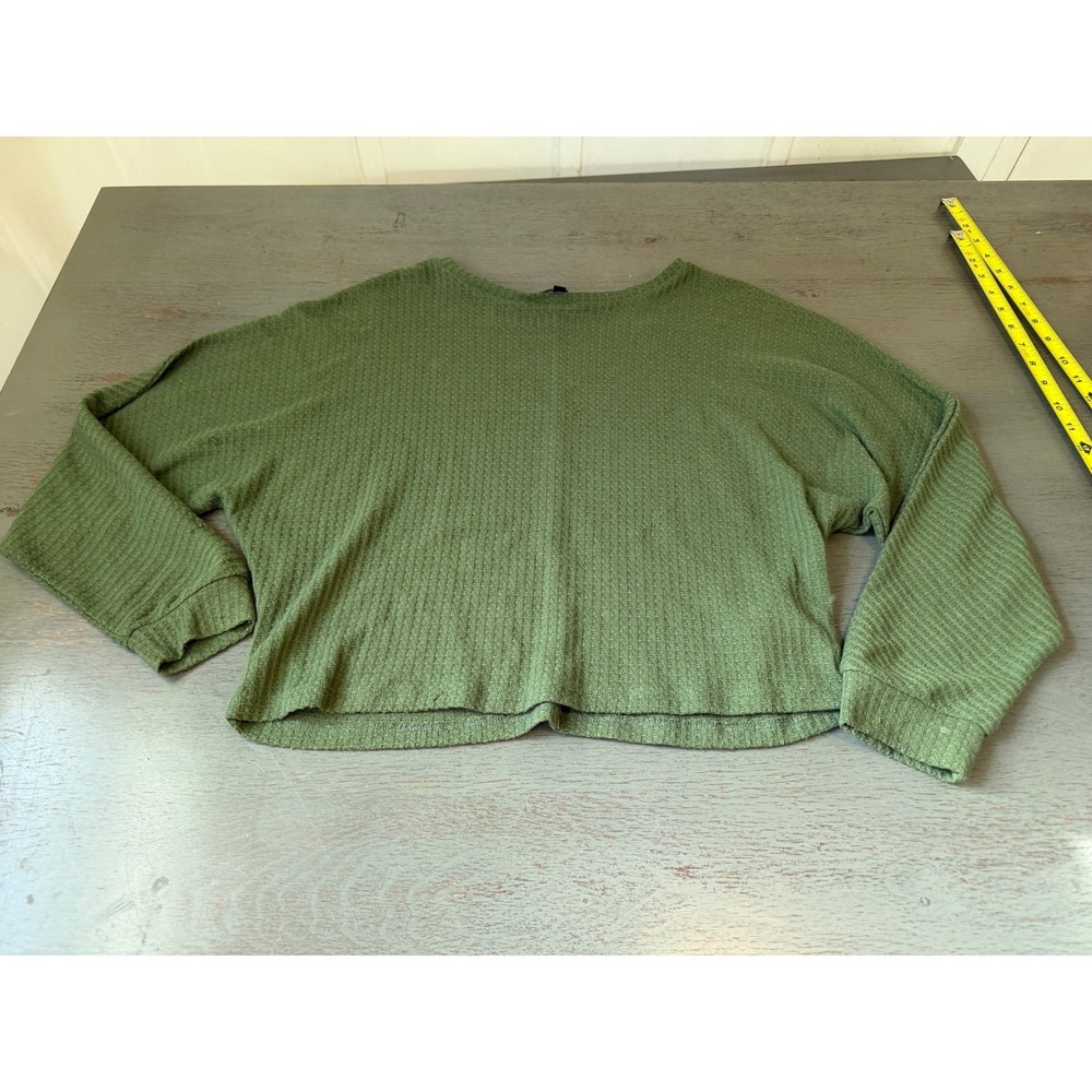 Vibe Sportswear Olive Green Waffle Knit Long Sleeve Top Small JKT4970-WF